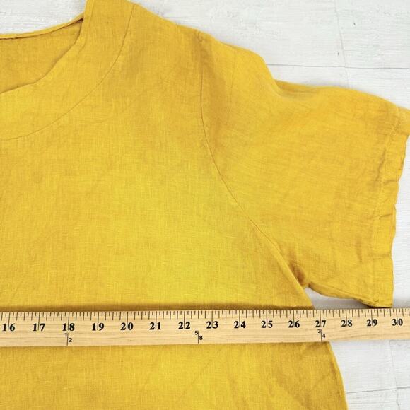 Made In Italy Womens Linen Tunic Top‎ Plus Size 3X Yellow Lagenlook Beach Summer - Picture 9 of 12
